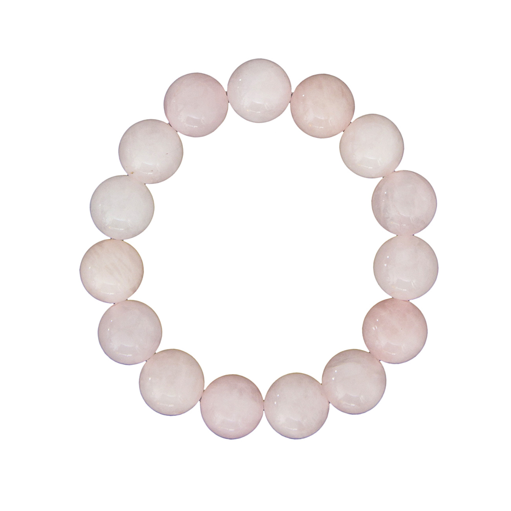 pulsera cuarzo rosa piedras bolas 12mm