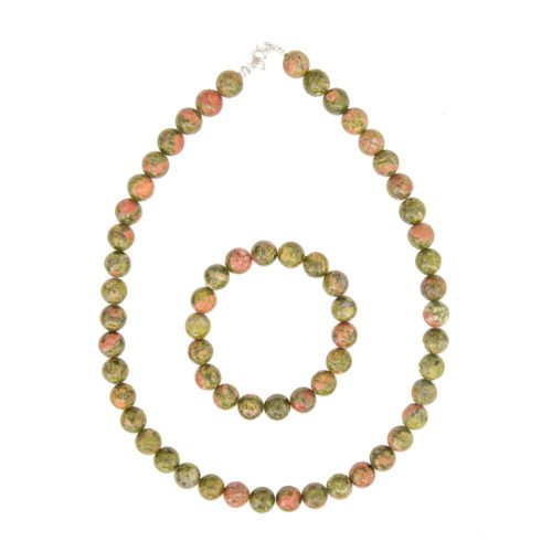 coffret unakite pierres boules 10mm