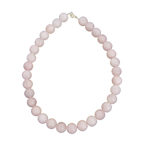 collier quartz rose pierres boules 14mm