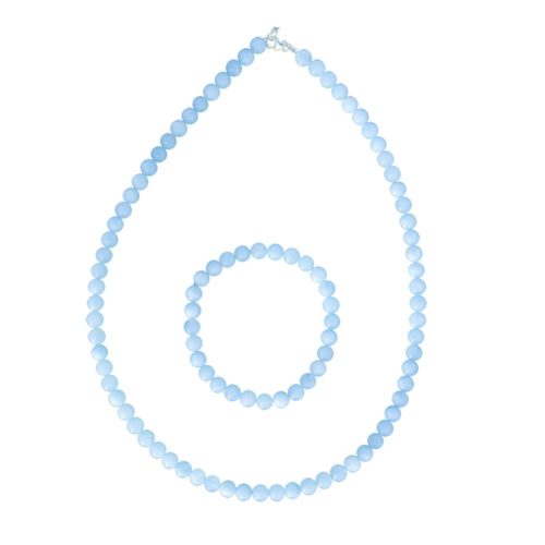 coffret aigue marine pierres boules 6mm