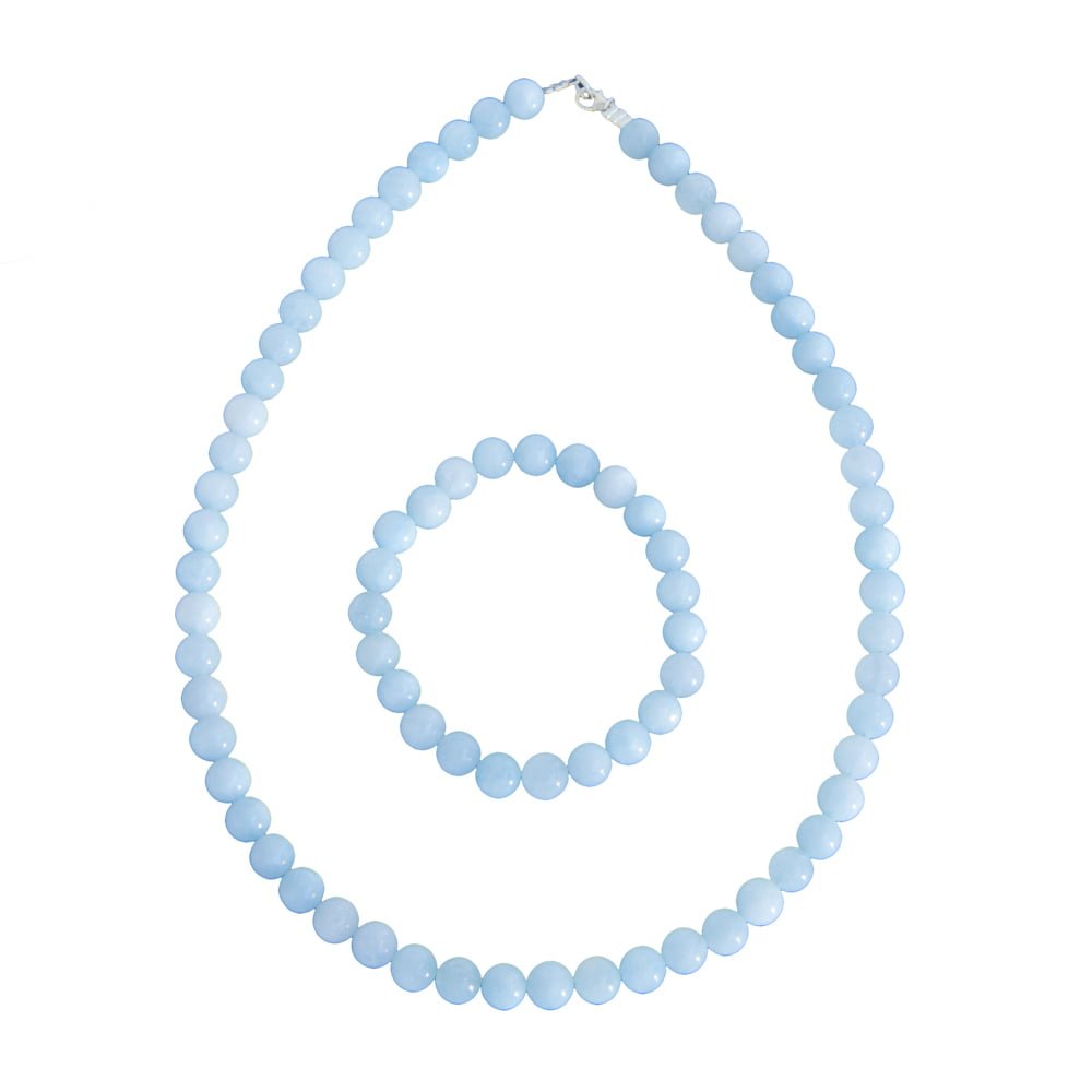 coffret aigue marine pierres boules 8mm