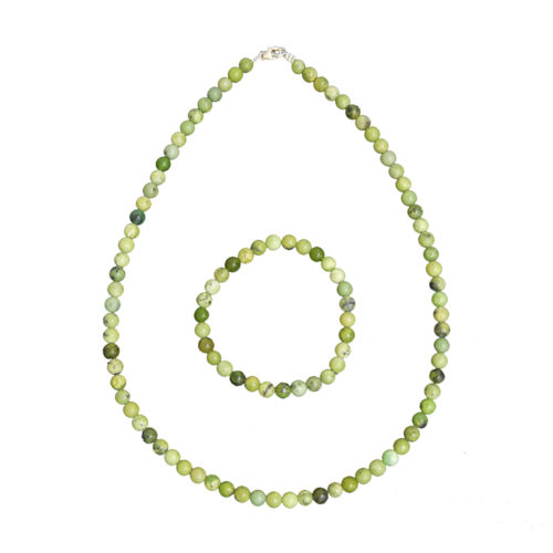 coffret chrysoprase citron pierres boules 6mm