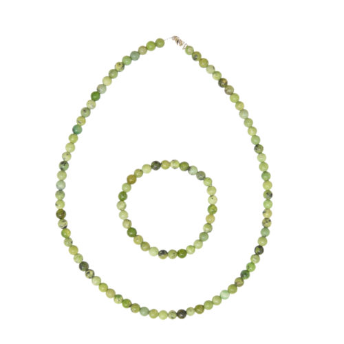 coffret chrysoprase citron pierres boules 6mm