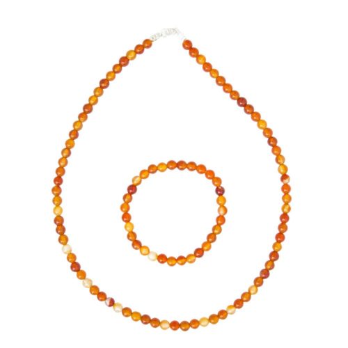 coffret cornaline pierres boules 6mm