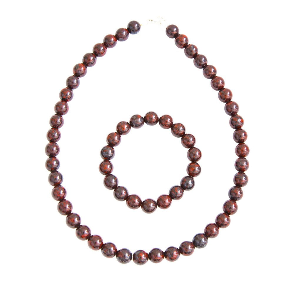 coffret jaspe bréchique pierres boules 10mm