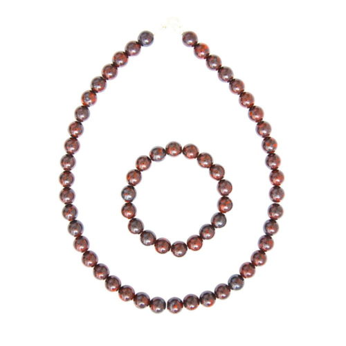 coffret jaspe bréchique pierres boules 10mm