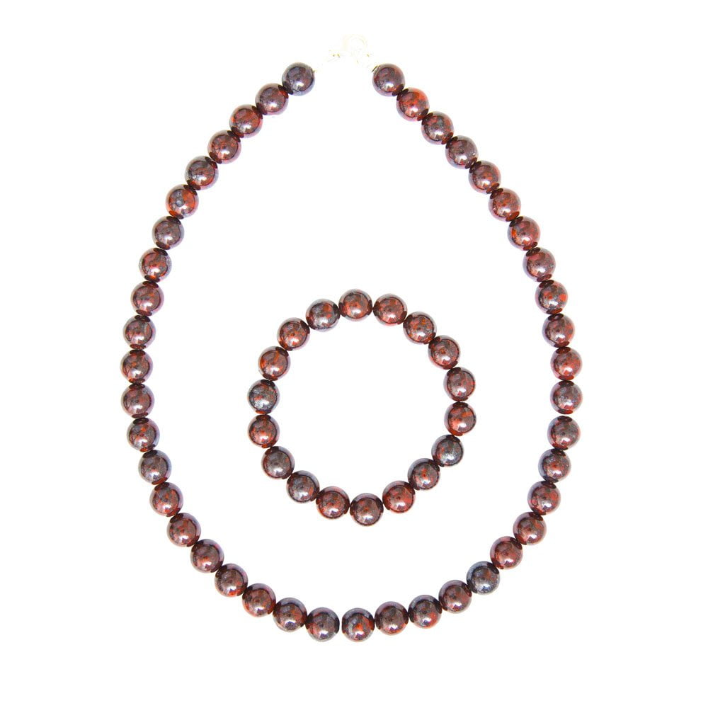 coffret jaspe bréchique pierres boules 10mm