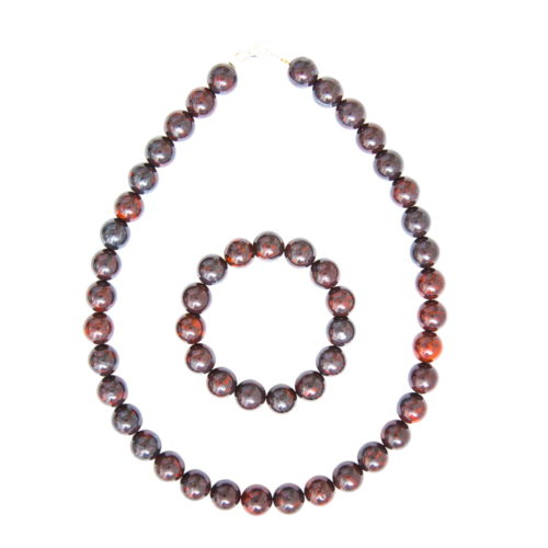 coffret jaspe brechique pierres boules 12mm