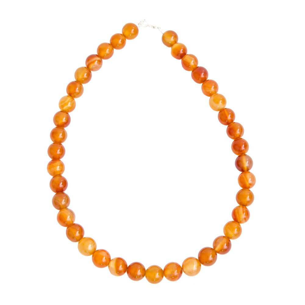 collier cornaline pierres boules 12mm