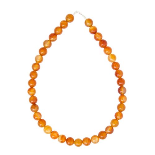 collier cornaline pierres boules 12mm