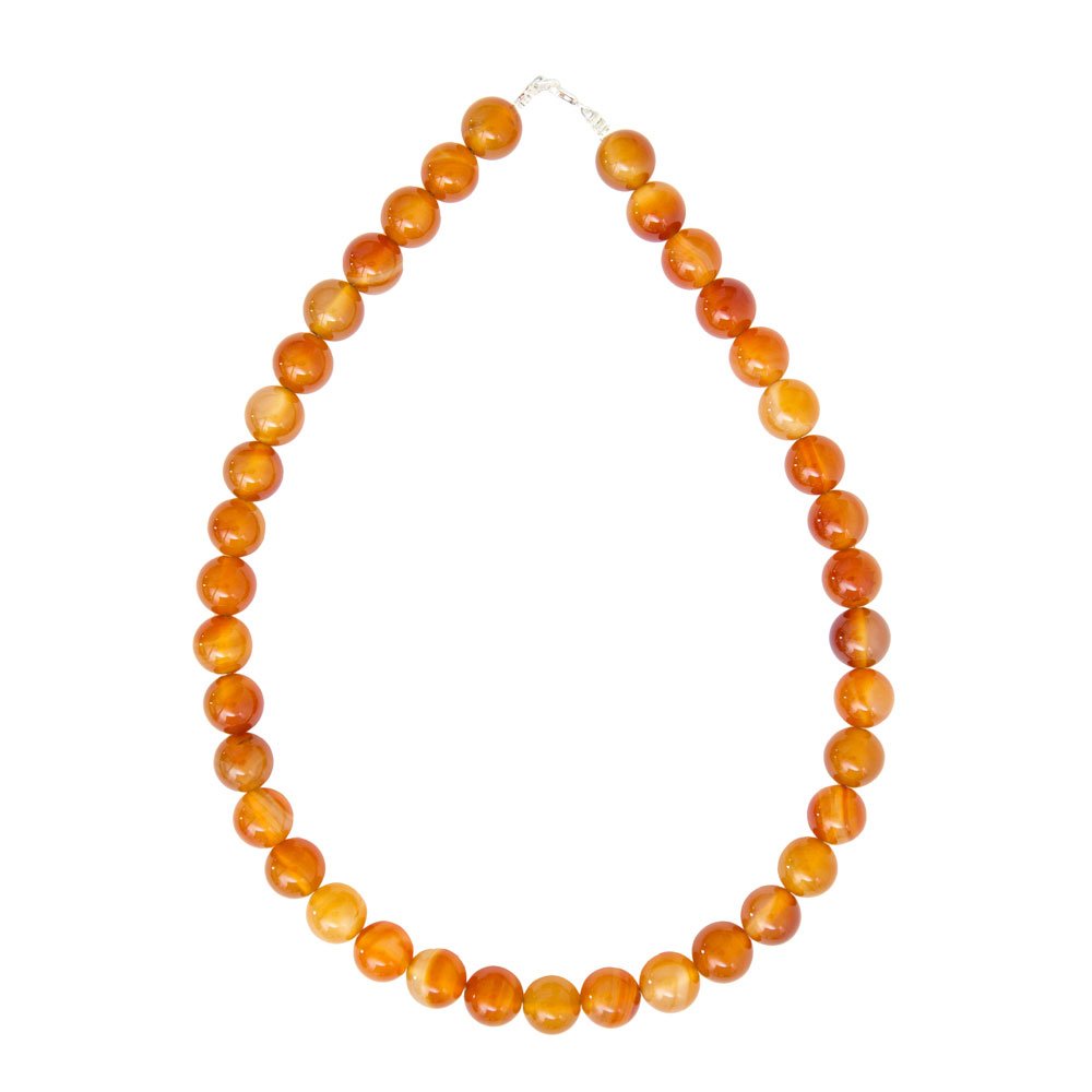 collier cornaline pierres boules 12mm