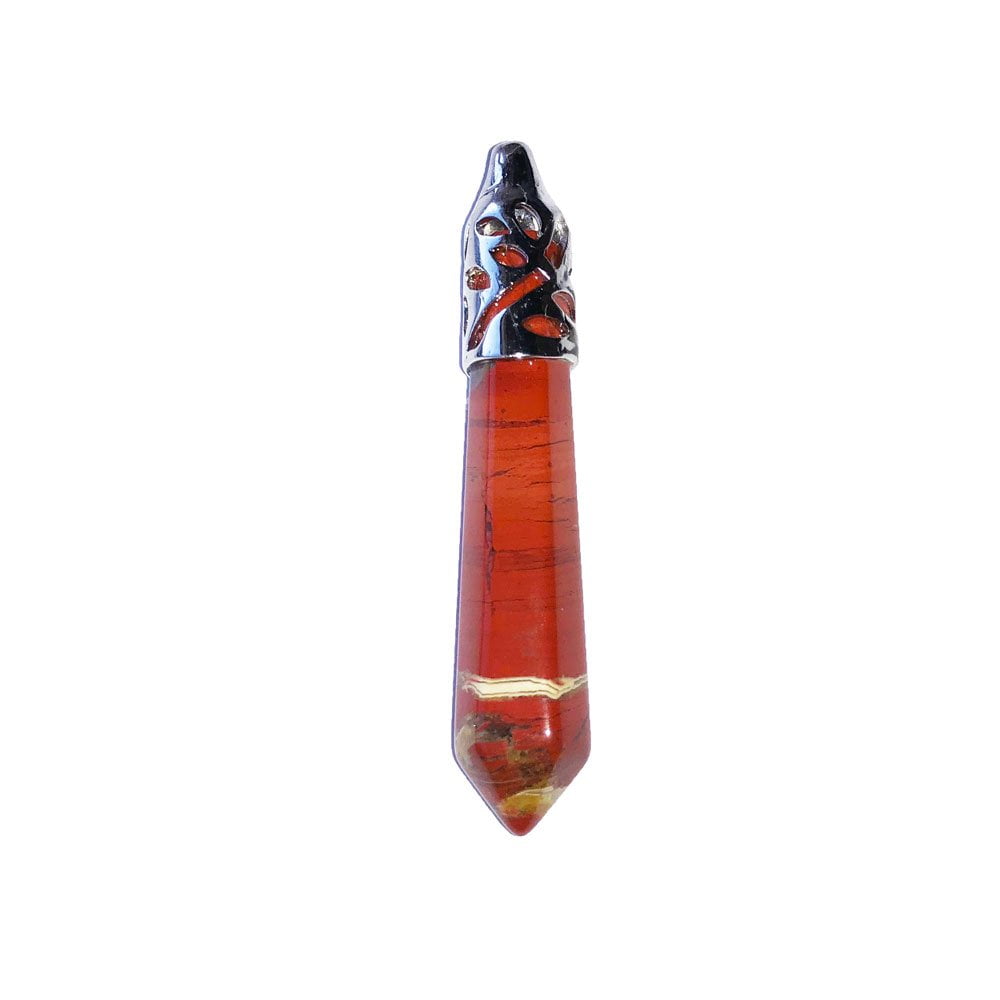 pendentif jaspe rouge pointe longue