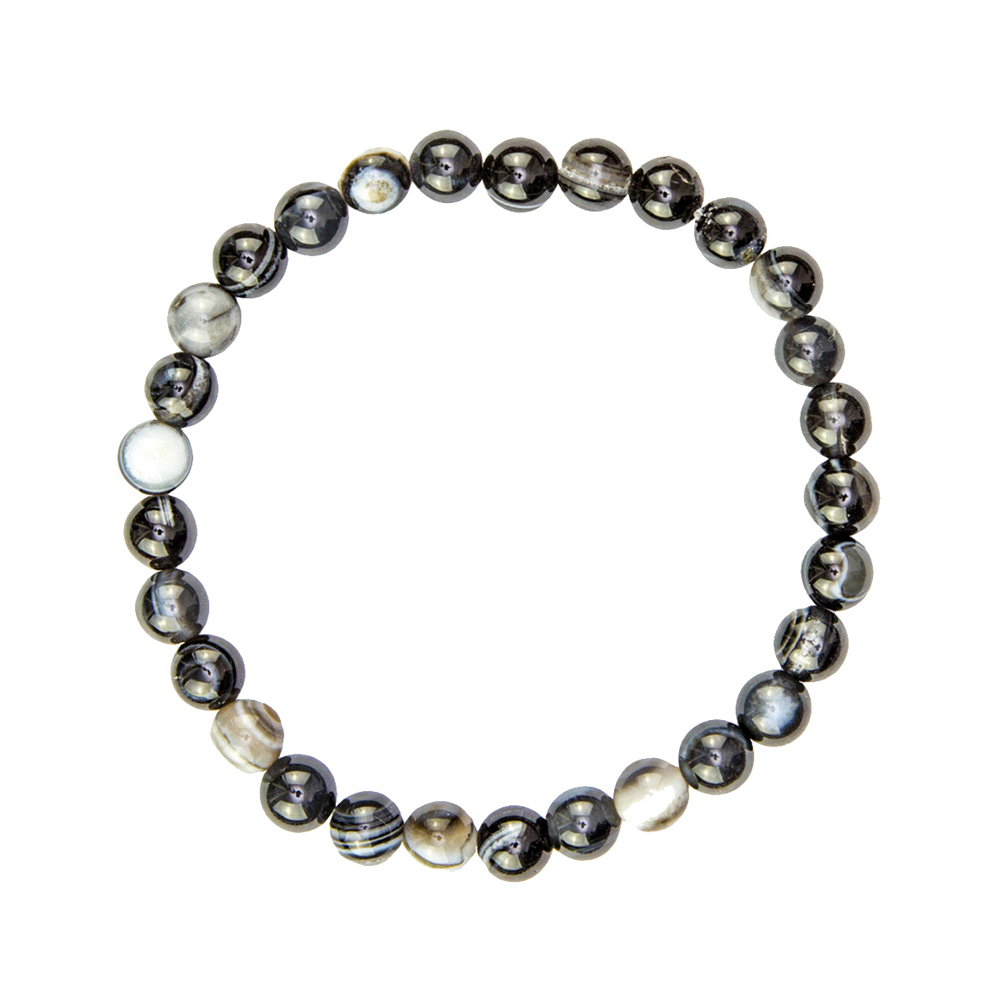 pulsera agata zona negra piedras bolas 8mm