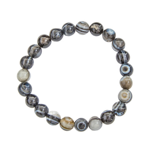 bracelet agate zonee noire pierres boules 8mm
