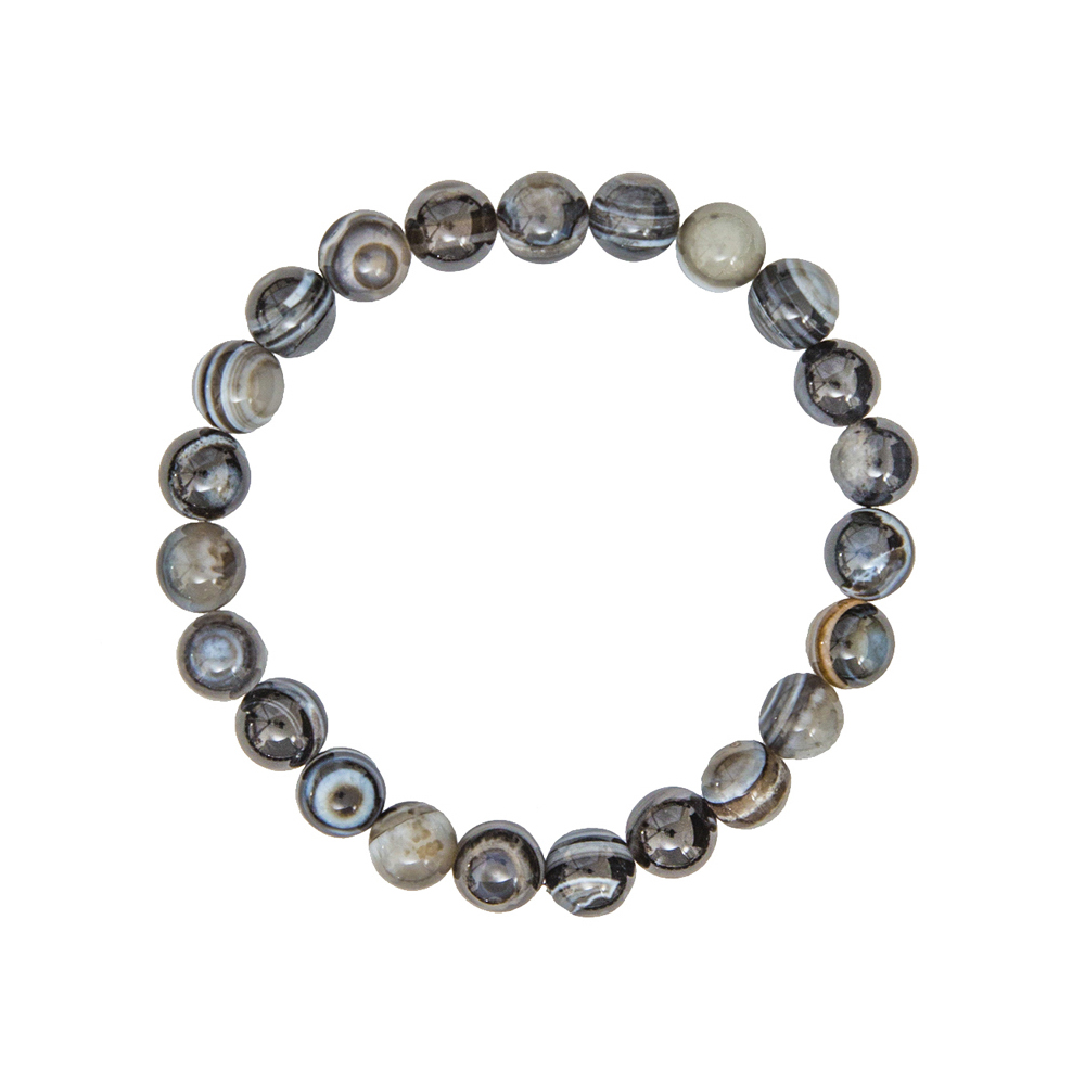 bracelet agate zonee noire pierres boules 8mm