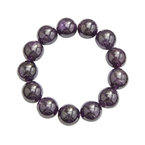 bracelet améthyste pierres boules 14mm