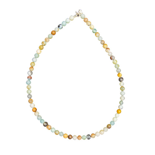 collier amazonite multicolore pierres boules 6mm