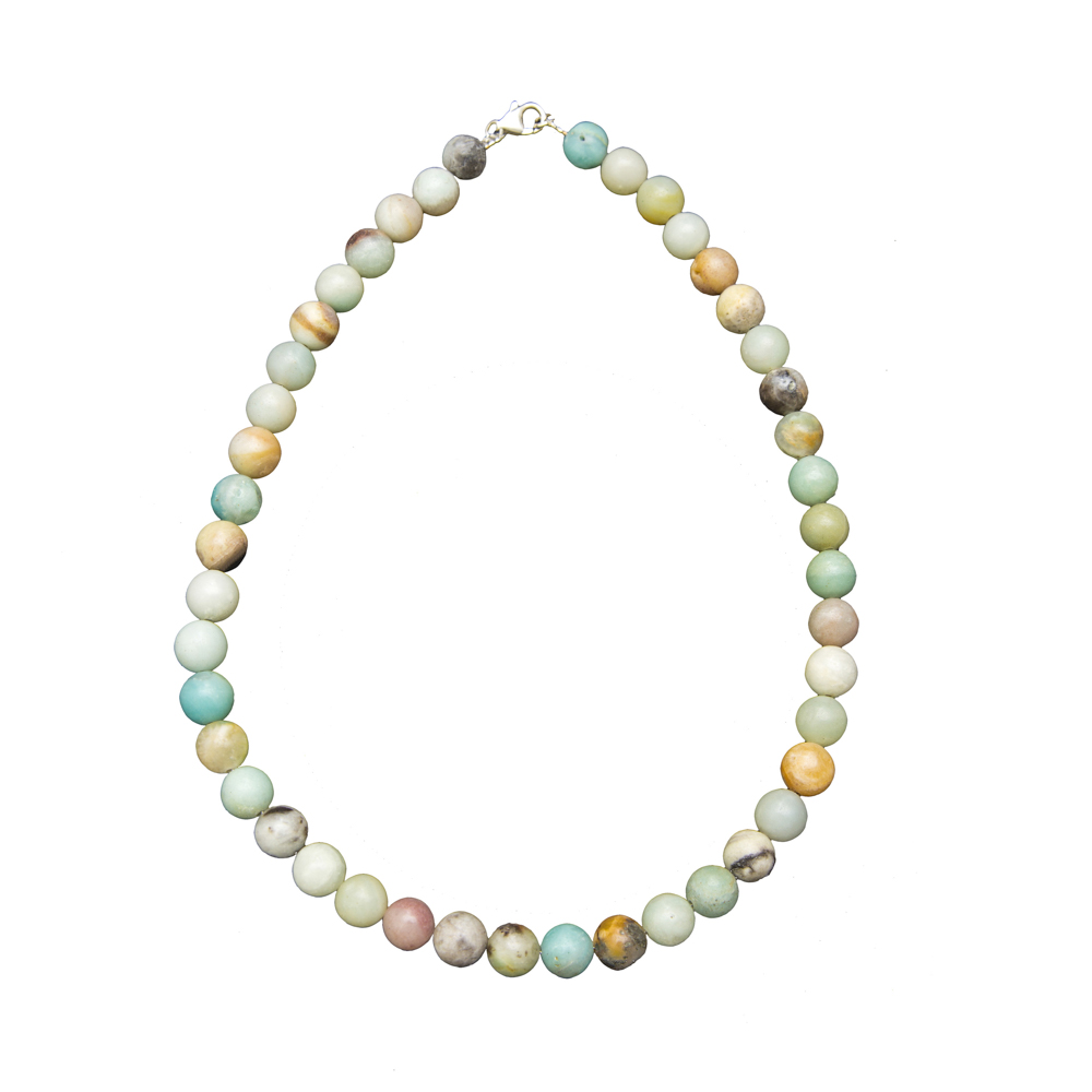 collier amazonite multicolore pierres boules 10mm