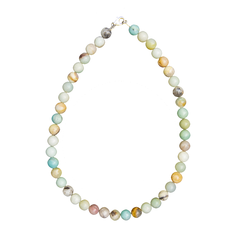 collier amazonite multicolore pierres boules 10mm