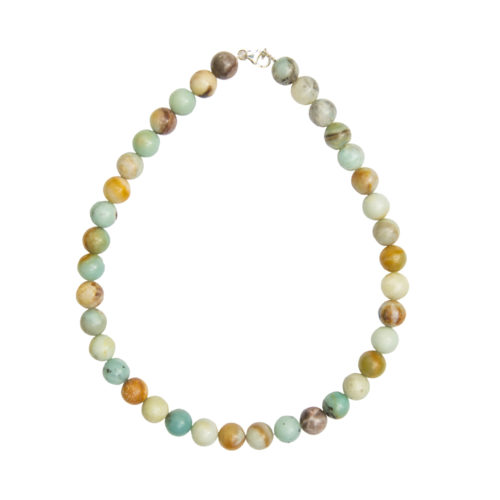collier amazonite multicolore pierres boules 12mm
