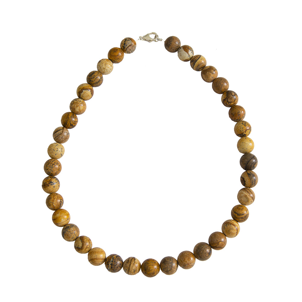 collier jaspe paysage pierres boules 12mm