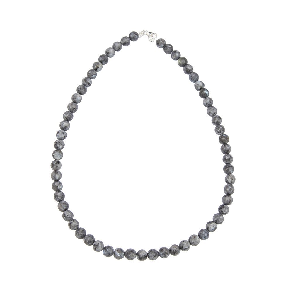 collier larvikite pierres boules 8mm