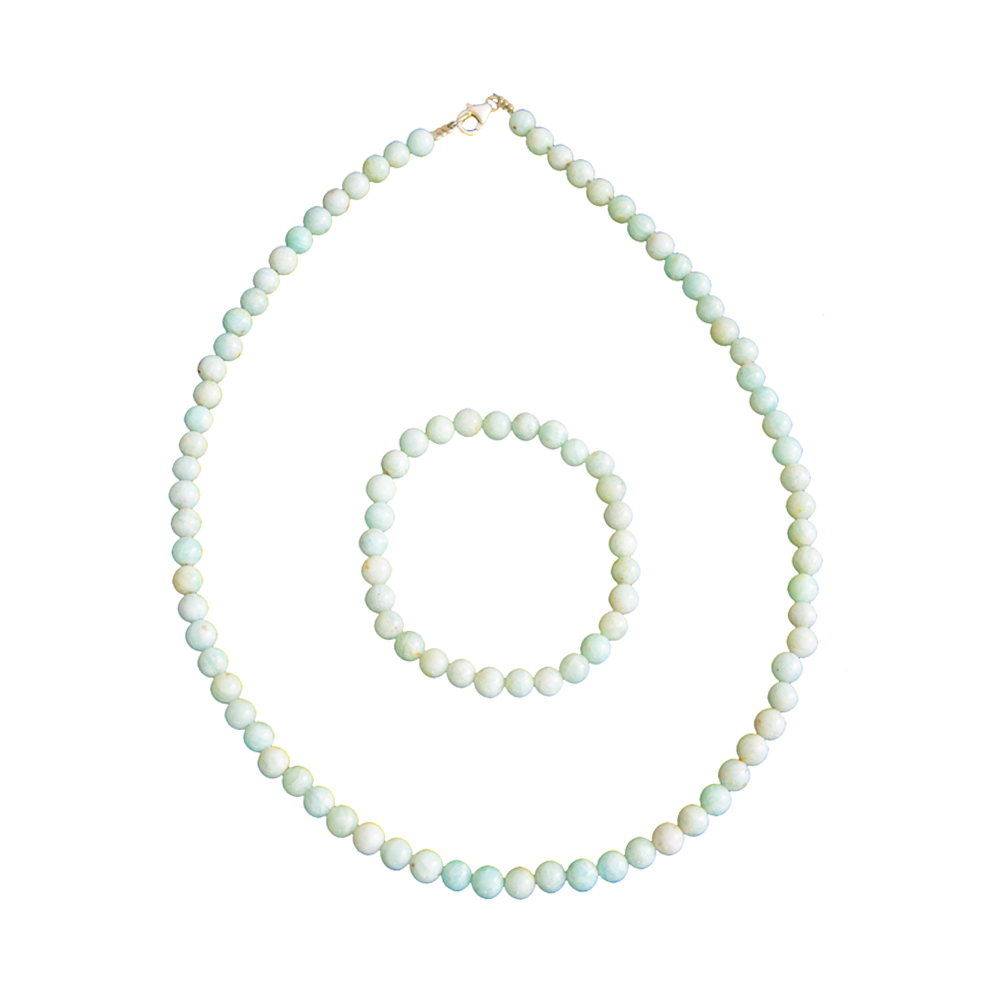parure amazonite pierres boules 6mm