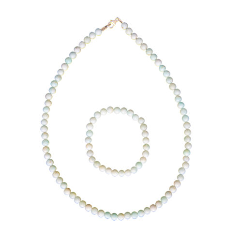 parure amazonite pierres boules 6mm