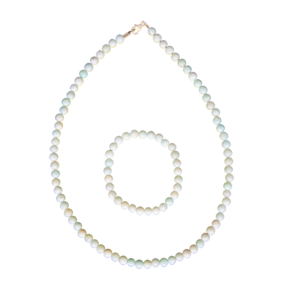 parure amazonite pierres boules 6mm
