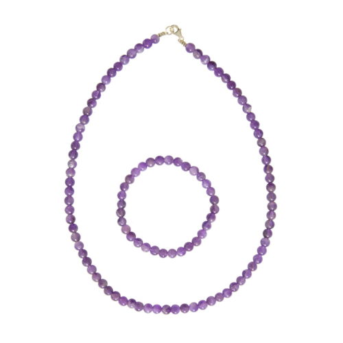 parure améthyste pierres boules 6mm