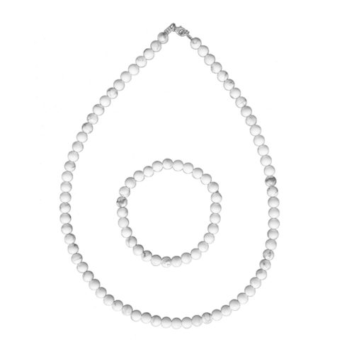 parure howlite pierres boules 6mm