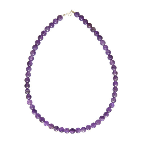 collier améthyste pierres boules 8mm
