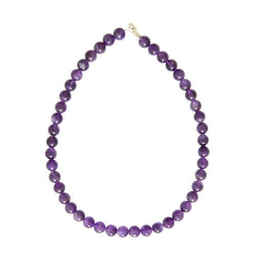 collier améthyste pierres boules 10mm