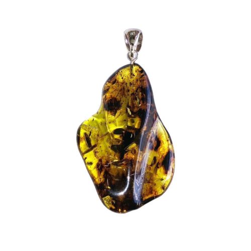 pendentif ambre verte pierre brute