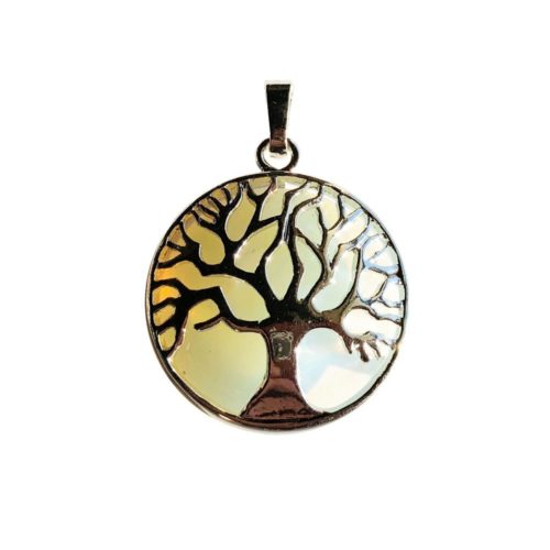 pendentif opale blanche arbre de vie