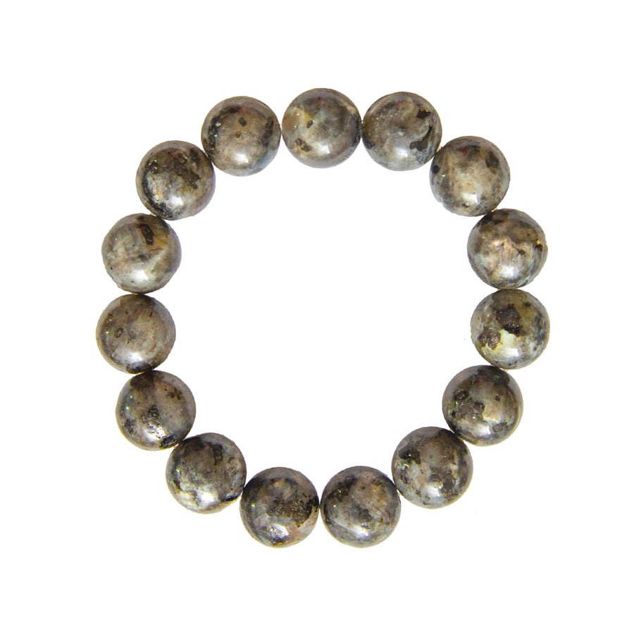 pulsera labradorita con inclusiones piedras bolas 12mm