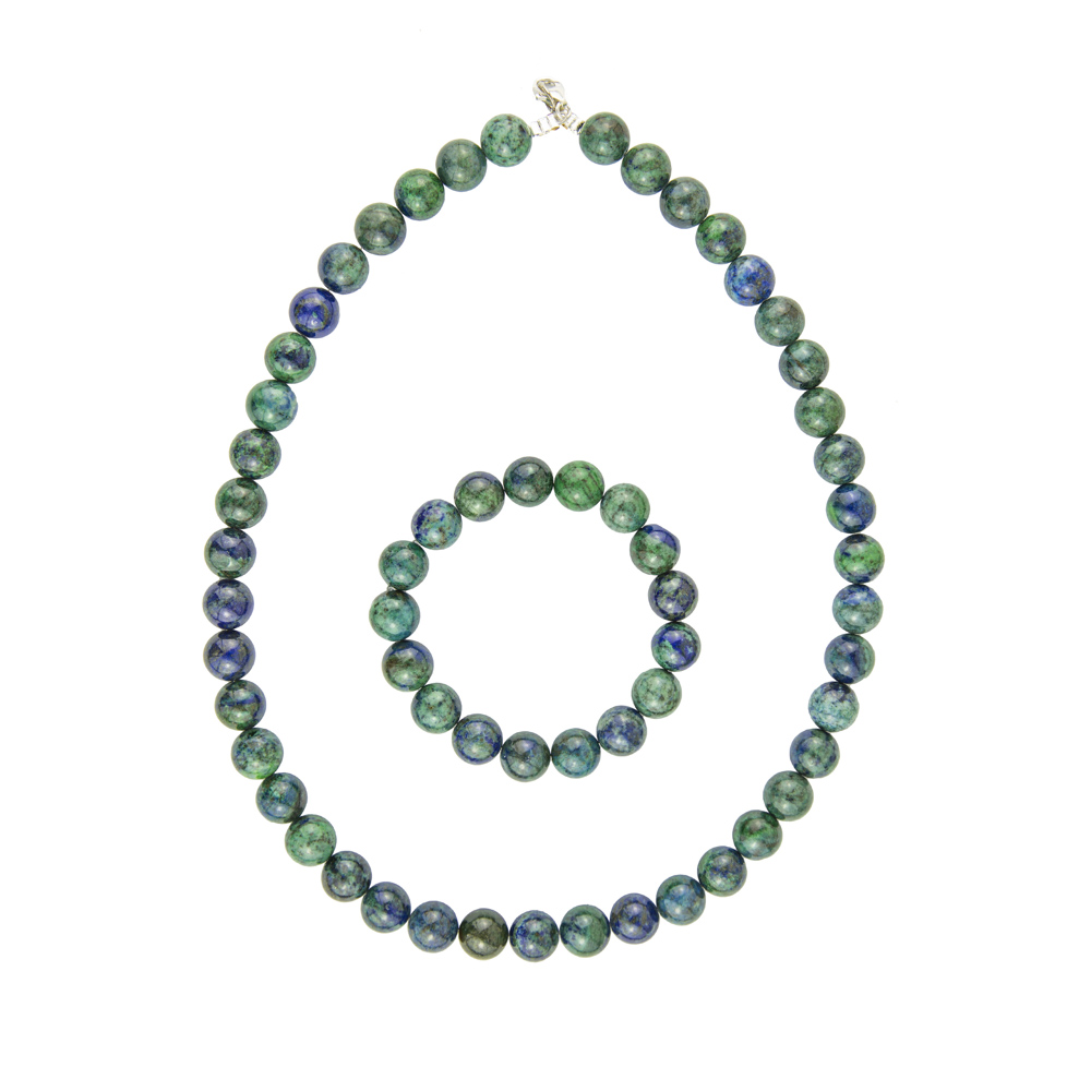 parure chrysocolle pierres boules 10mm
