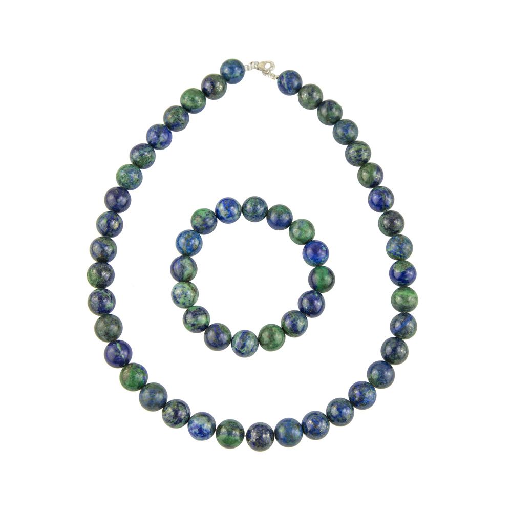 parure chrysocolle pierres boules 12mm