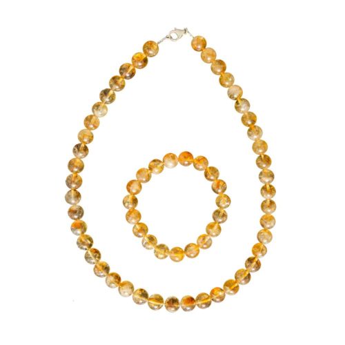 parure citrine pierres boules 10mm