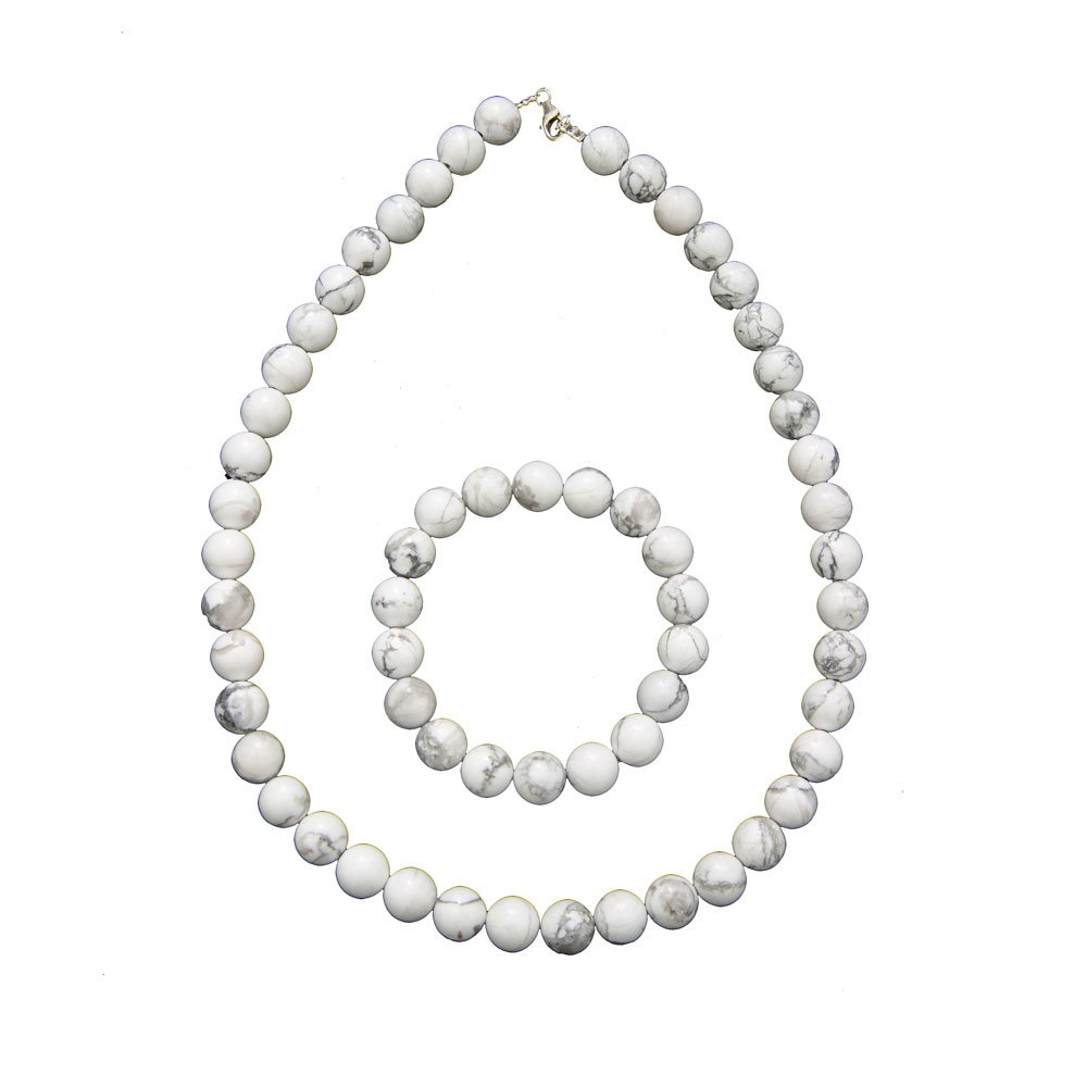 parure howlite pierres boules 10mm