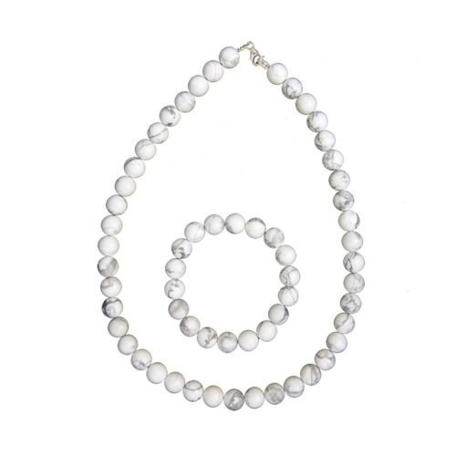 parure howlite pierres boules 10mm