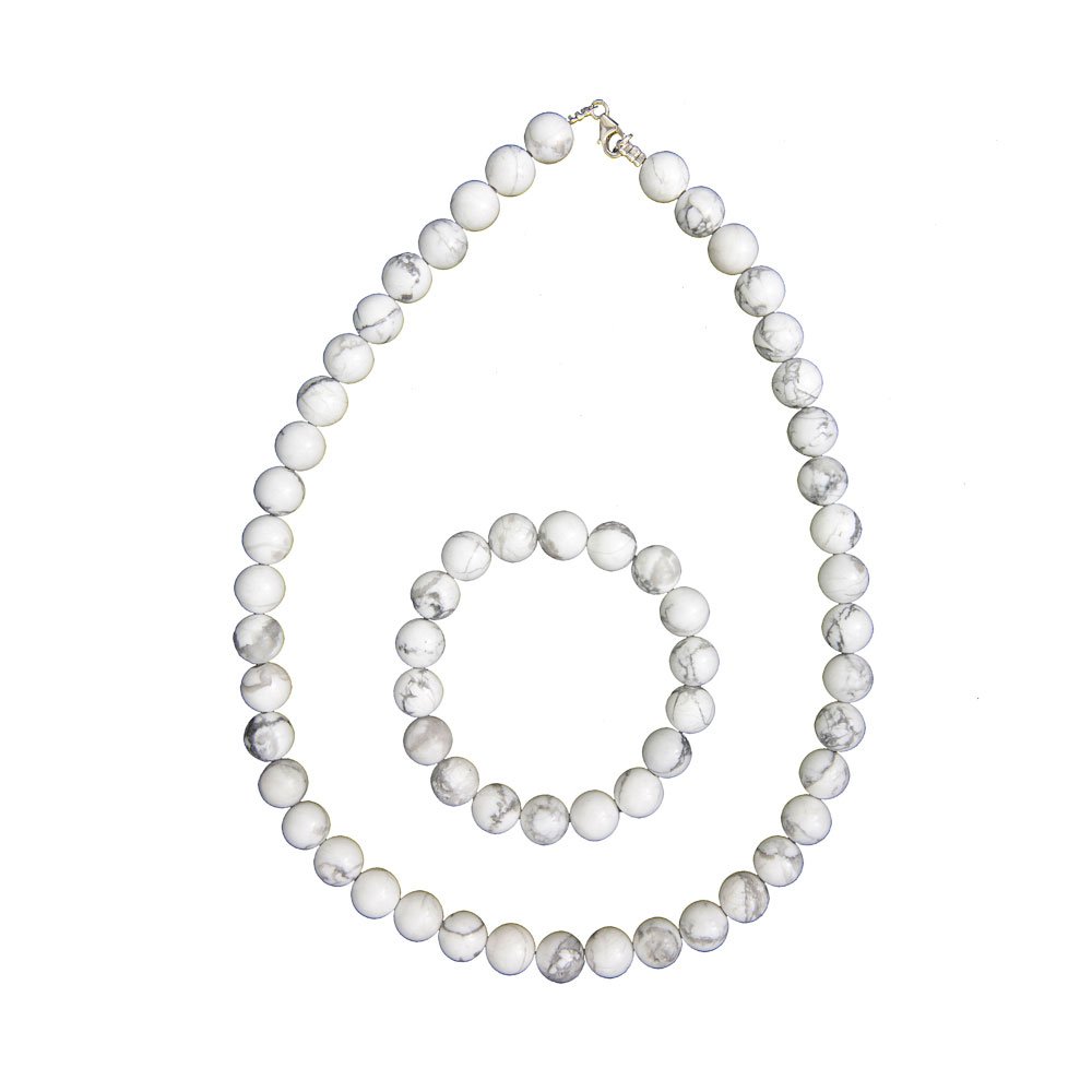 parure howlite pierres boules 10mm