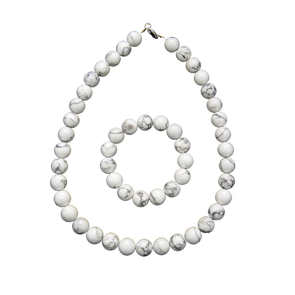 parure howlite pierres boules 12mm
