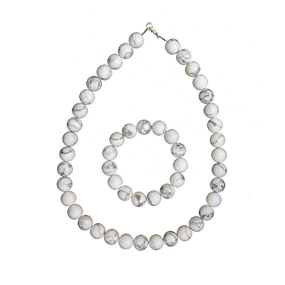 parure howlite pierres boules 12mm