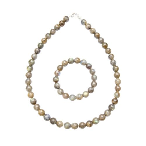 parure labradorite pierres boules 10mm