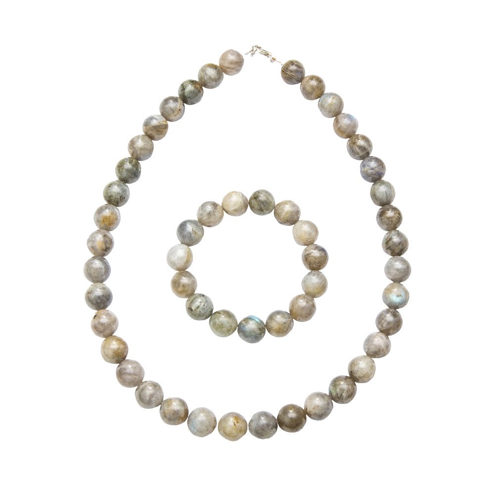 parure labradorite pierres boules 12mm
