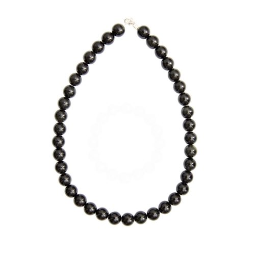 collier agate noire pierres boules 12mm