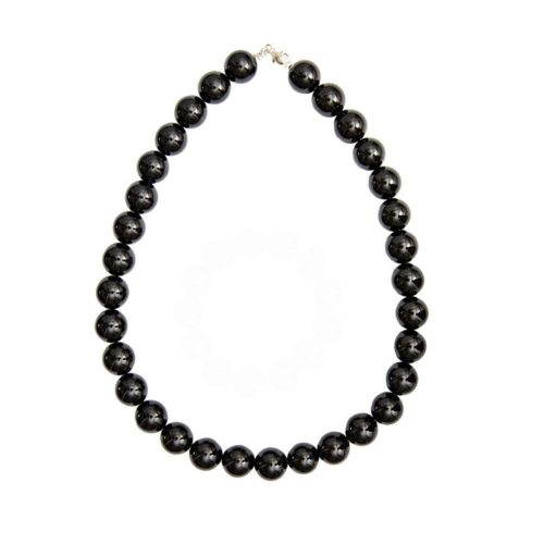 collier agate noire pierres boules 14mm