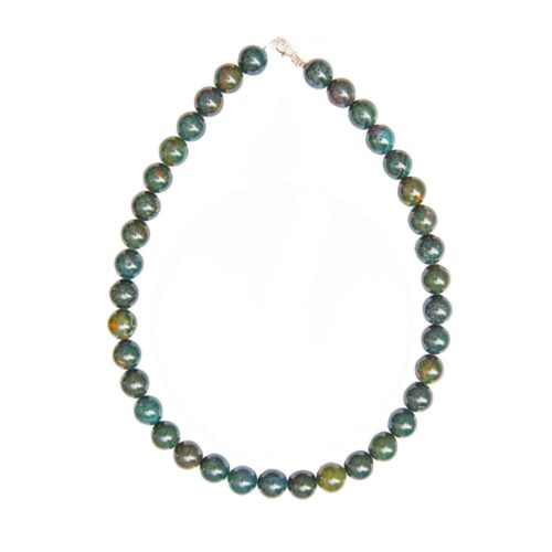 collier jaspe héliotrope pierres boules 12mm
