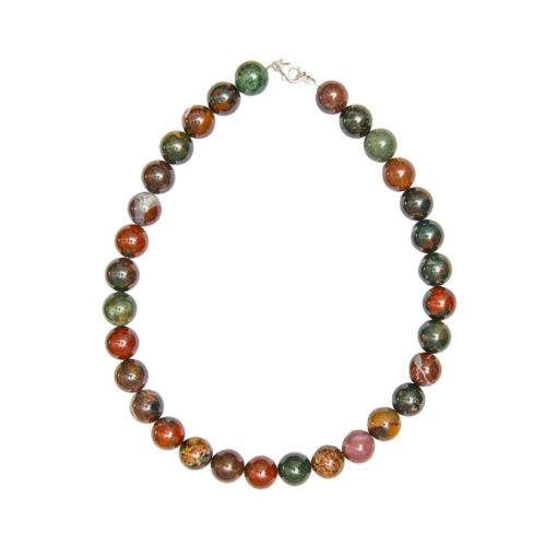 collier jaspe héliotrope pierres boules 14mm